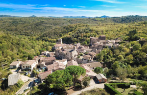 Vue aérienne du village de Boussagues